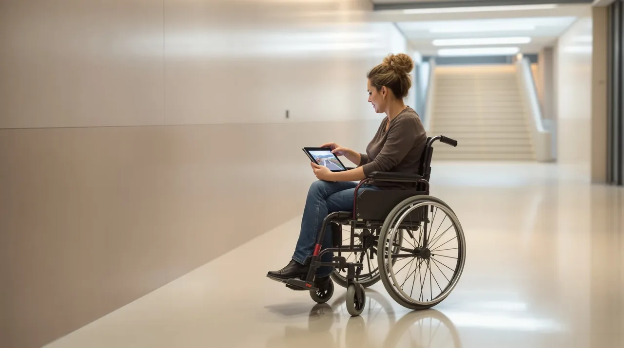 Une conseillère montre sur sa tablette la visite virtuelle d'un appartement